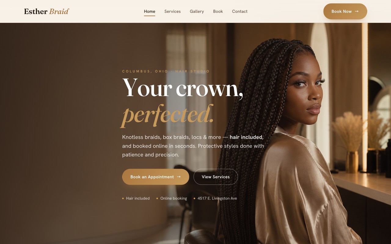 Live braiding salon website