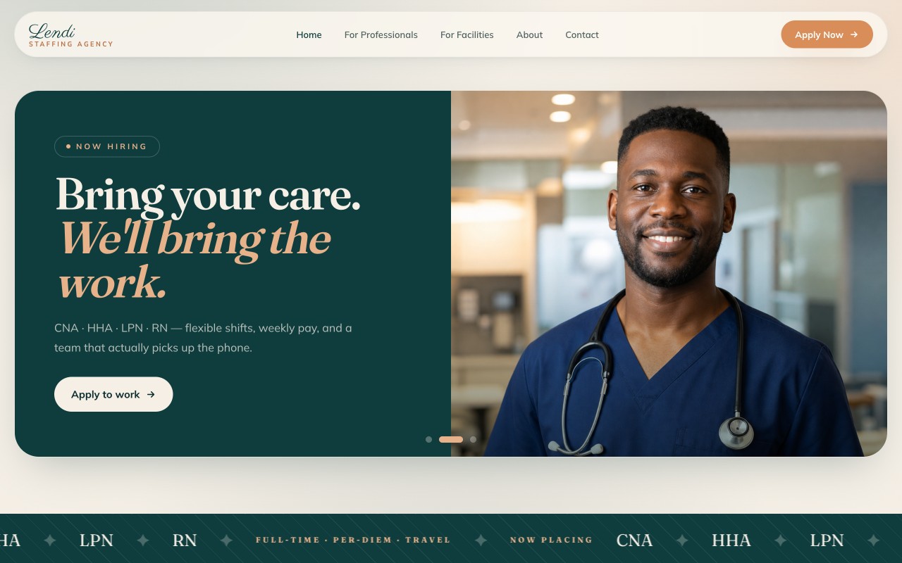 Live healthcare staffing website